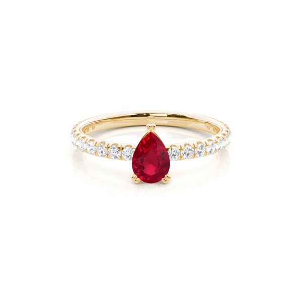 Prong Setting Pear Ruby Engagement Ring