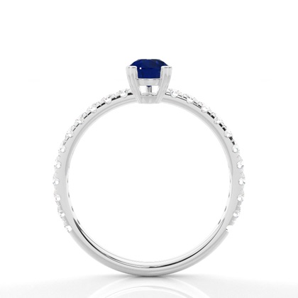 Zinkeneinstellung Birnenblauer Saphir-Verlobungsring