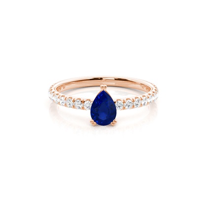 Prong Setting Pear Blue Sapphire Engagement Ring