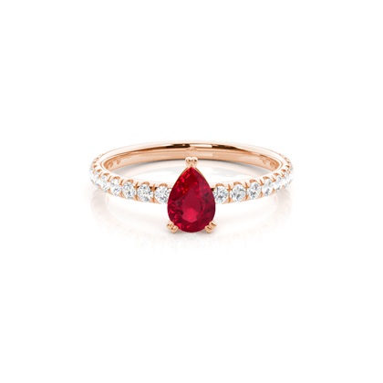 Prong Setting Pear Ruby Engagement Ring