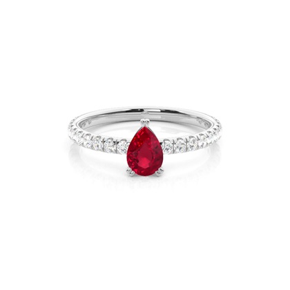 Prong Setting Pear Ruby Engagement Ring