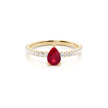Prong Setting Pear Ruby Engagement Ring