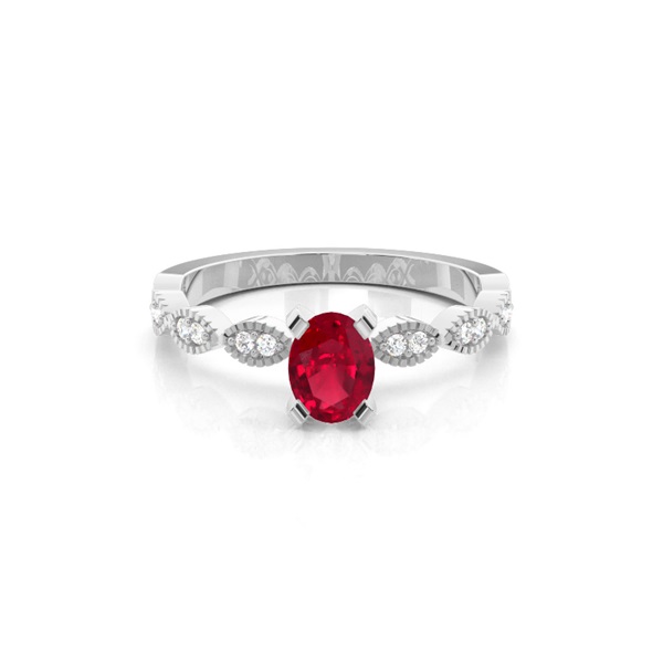 Prong Setting Oval Ruby Side Stone Ring