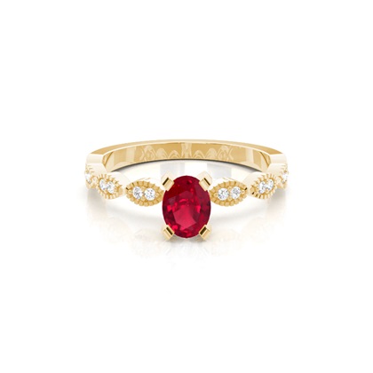 Oval Yellow Gold Ruby Diamond Rings
