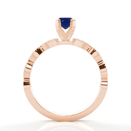 Zinkeneinstellung Oval Blue Sapphire Side Stone Ring