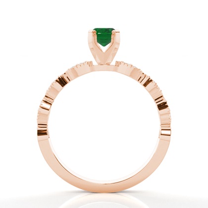 Zinkeneinstellung Ovaler Smaragd-Seitensteinring