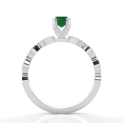 Zinkeneinstellung Ovaler Smaragd-Seitensteinring