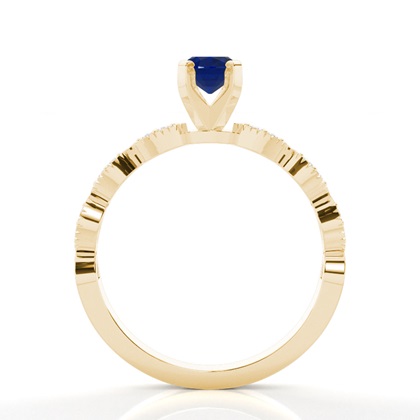 Zinkeneinstellung Oval Blue Sapphire Side Stone Ring