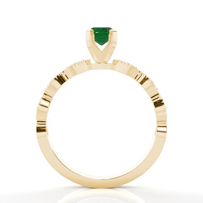 Zinkeneinstellung Ovaler Smaragd-Seitensteinring