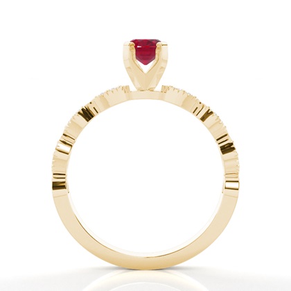 Zinkeneinstellung Ovaler Rubin-Seitensteinring