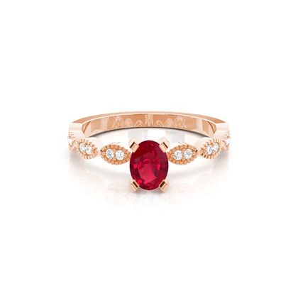 Oval Rose Gold Gemstone Diamond Rings