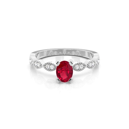 Prong Setting Oval Ruby Side Stone Ring