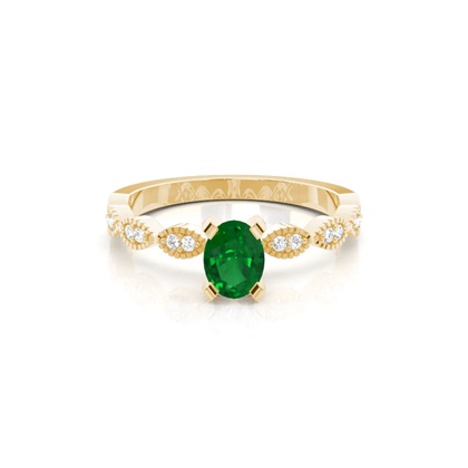 Oval Yellow Gold Gemstone Diamond Rings