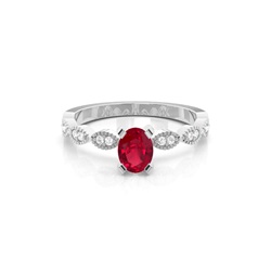 Prong Setting Oval Ruby Side Stone Ring
