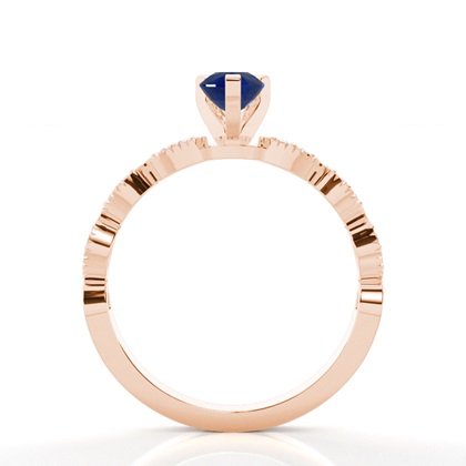 Zinkeneinstellung Birnenblauer Saphir-Seitensteinring