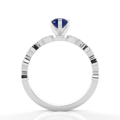 Zinkeneinstellung Birnenblauer Saphir-Seitensteinring