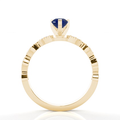 Zinkeneinstellung Birnenblauer Saphir-Seitensteinring