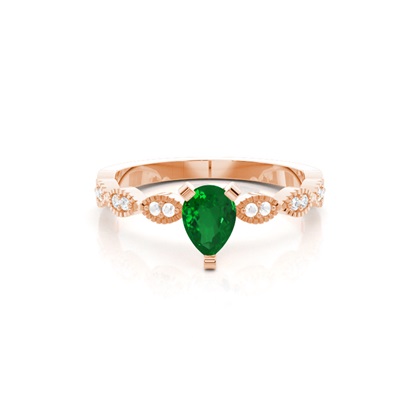 Prong Setting Pear Emerald Side Stone Ring