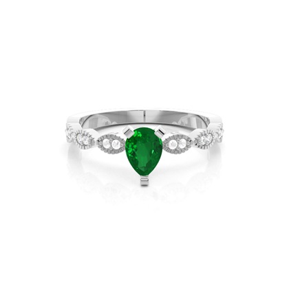 Prong Setting Pear Emerald Side Stone Ring