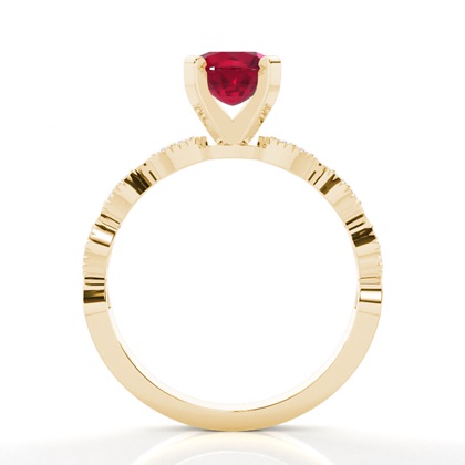 Prong Setting Round Ruby Side Stone Ring