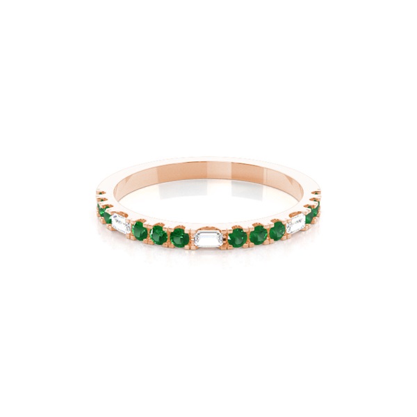 Prong Setting Round Emerald Half Eternity Ring