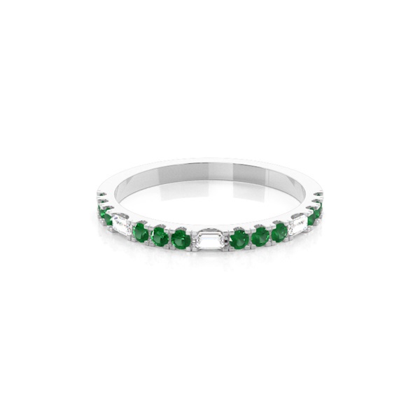 Prong Setting Round Emerald Half Eternity Ring