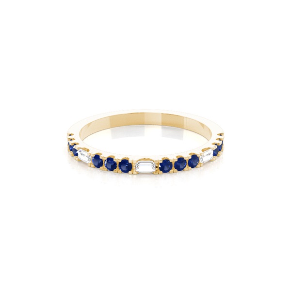 Prong Setting Round Blue Sapphire Half Eternity Ring