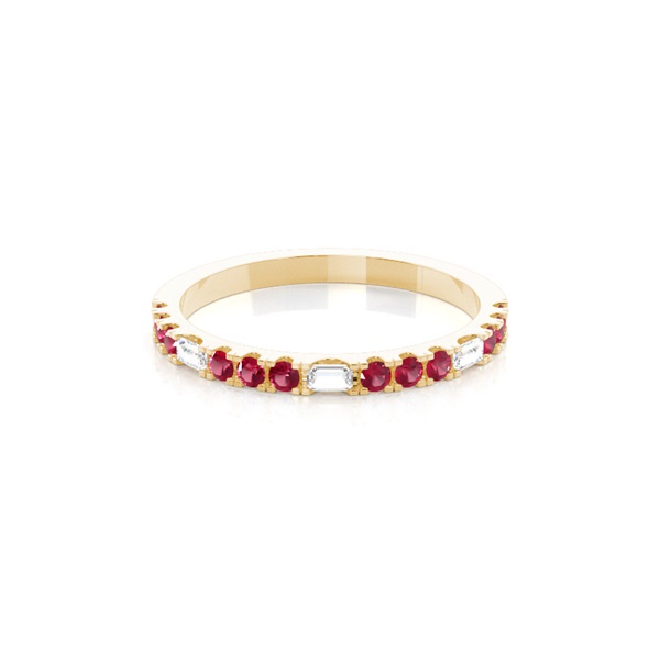Prong Setting Round Ruby Half Eternity Ring