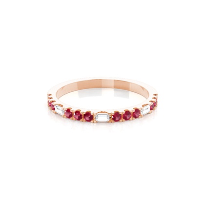 Prong Setting Round Ruby Half Eternity Ring