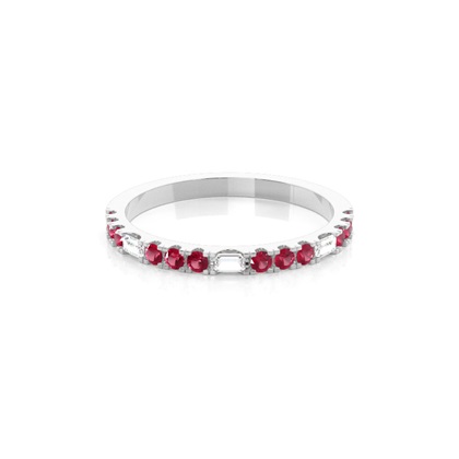 Prong Setting Round Ruby Half Eternity Ring