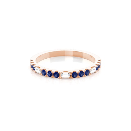 Prong Setting Round Blue Sapphire Half Eternity Ring