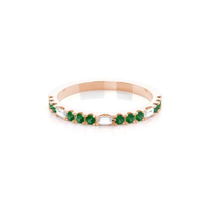 Prong Setting Round Emerald Half Eternity Ring