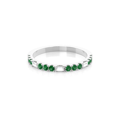 Prong Setting Round Emerald Half Eternity Ring