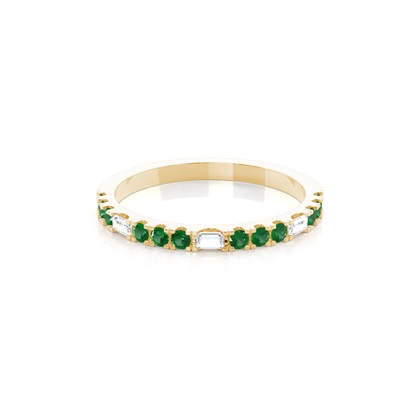 Prong Setting Round Emerald Half Eternity Ring