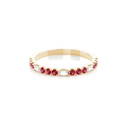 Prong Setting Round Ruby Half Eternity Ring