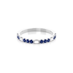 Prong Setting Round Blue Sapphire Half Eternity Ring