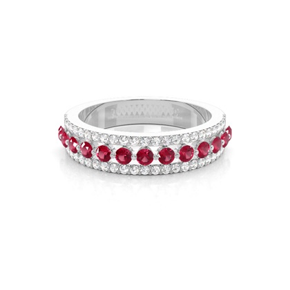 Prong Setting Round Ruby Half Eternity Ring