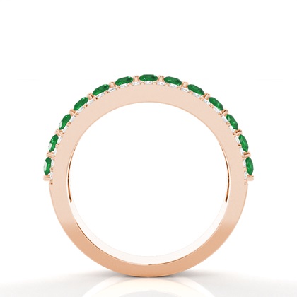 Zinkeneinstellung runder Smaragd halber Ewigkeitsring