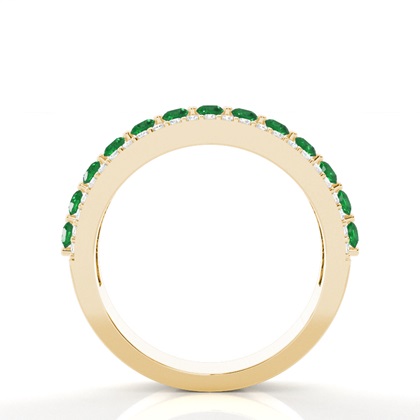 Zinkeneinstellung runder Smaragd halber Ewigkeitsring