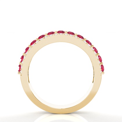 Zinkeneinstellung runder Rubinring der halben Ewigkeit