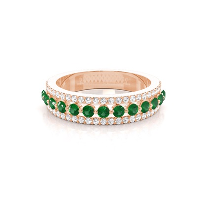 Prong Setting Round Emerald Half Eternity Ring