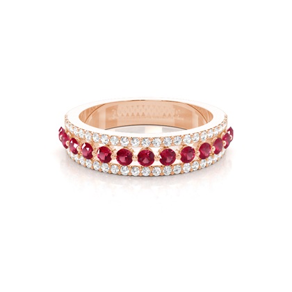 Prong Setting Round Ruby Half Eternity Ring
