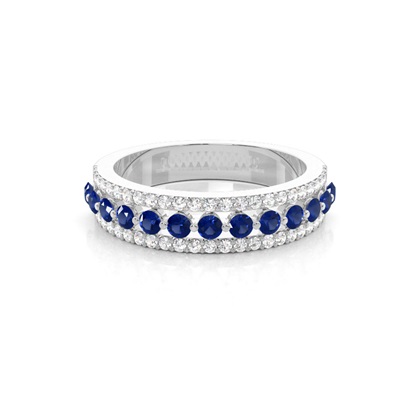 Prong Setting Round Blue Sapphire Half Eternity Ring