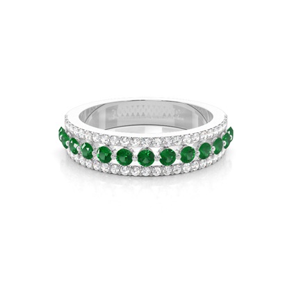Prong Setting Round Emerald Half Eternity Ring