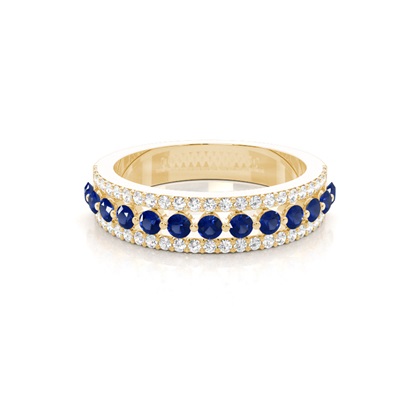 Prong Setting Round Blue Sapphire Half Eternity Ring