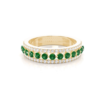 Prong Setting Round Emerald Half Eternity Ring