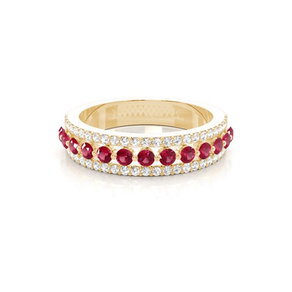 Prong Setting Round Ruby Half Eternity Ring