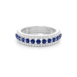 Prong Setting Round Blue Sapphire Half Eternity Ring