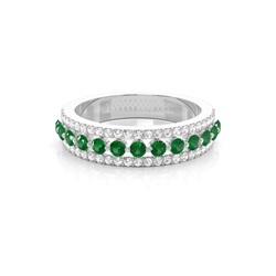 Prong Setting Round Emerald Half Eternity Ring
