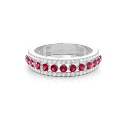 Prong Setting Round Ruby Half Eternity Ring